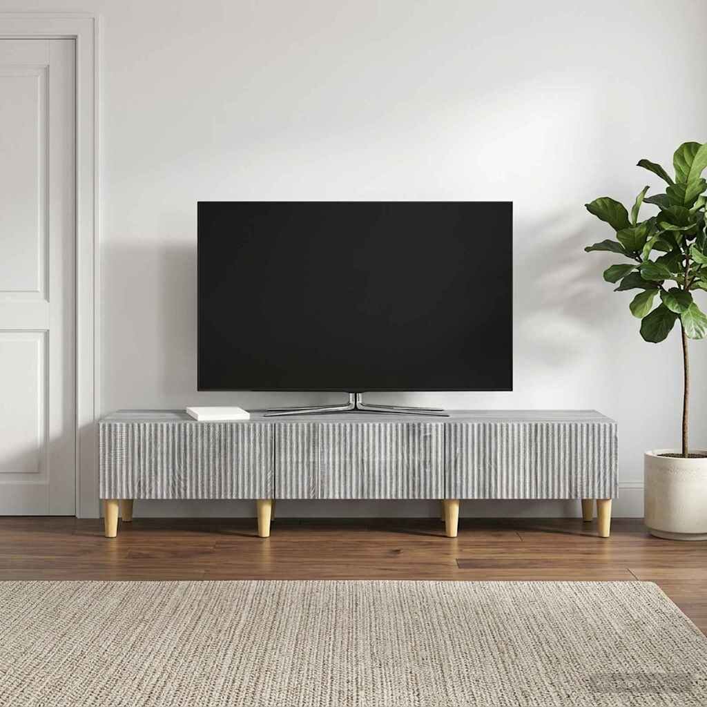 vidaXL ТВ шкаф Сива сонома 147 x 345 x 30 см Инженерна дървесина