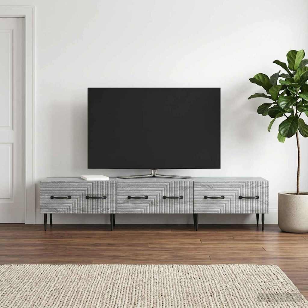vidaXL ТВ шкаф Сива сонома 147 x 345 x 30 см Инженерна дървесина