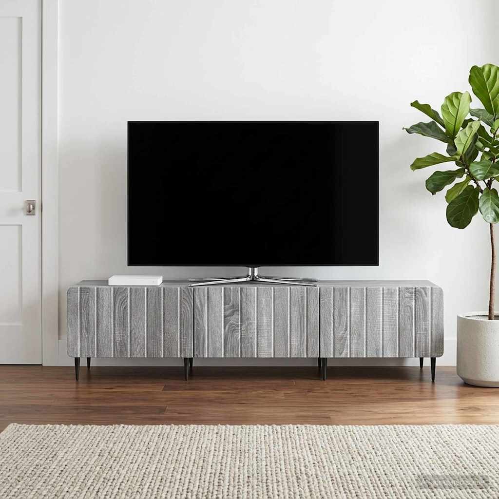 vidaXL ТВ шкаф Сива сонома 147 x 345 x 32 см Инженерна дървесина