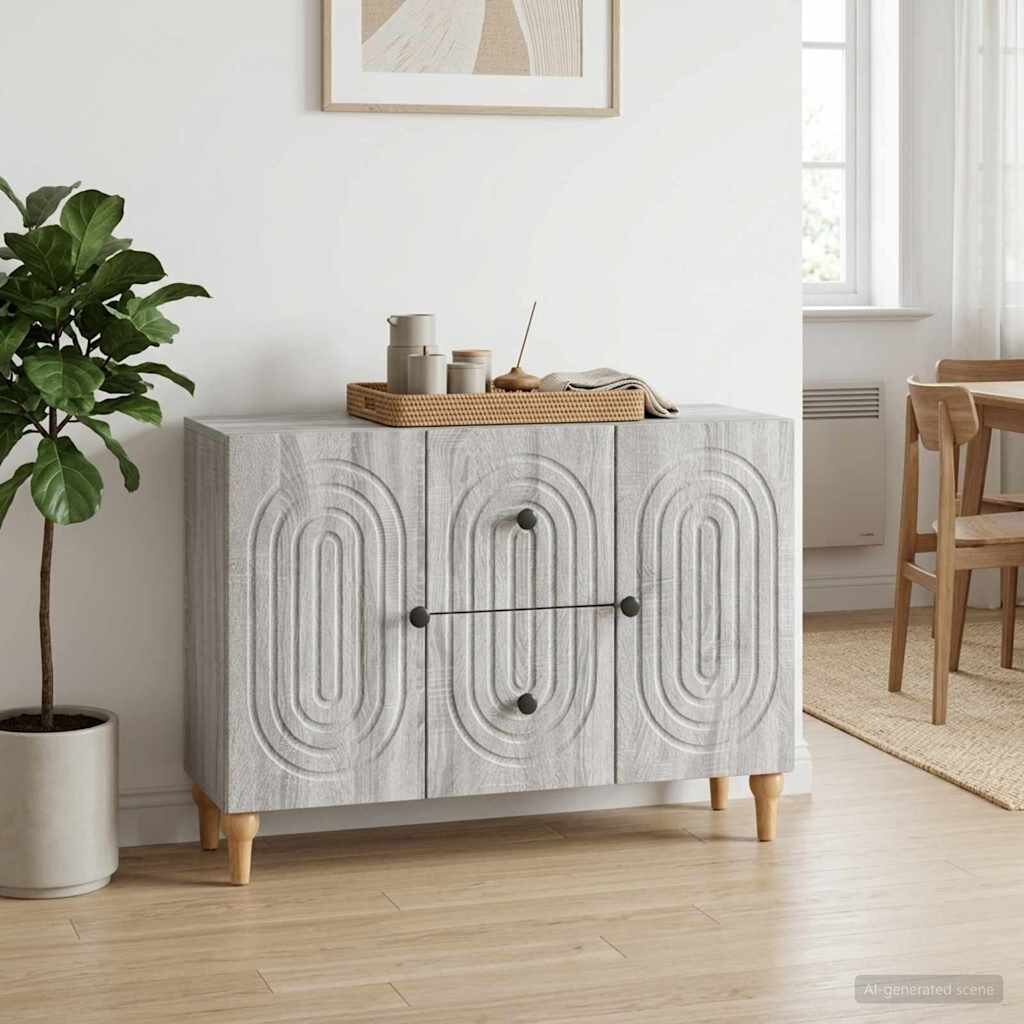 vidaXL ТВ шкаф Сива сонома 89 x 345 x 60 см Инженерна дървесина