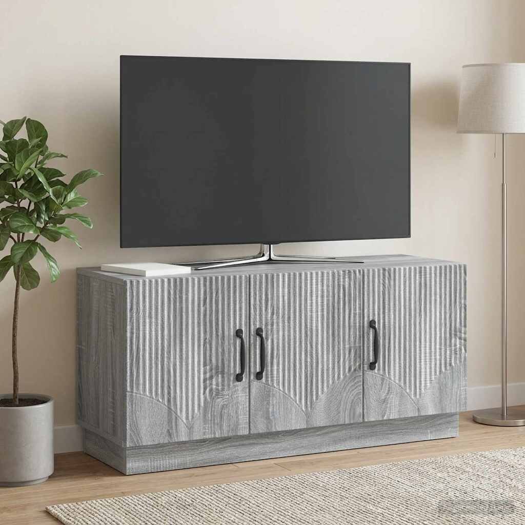 vidaXL ТВ шкаф Сива сонома 99 x 345 x 47 см Инженерна дървесина