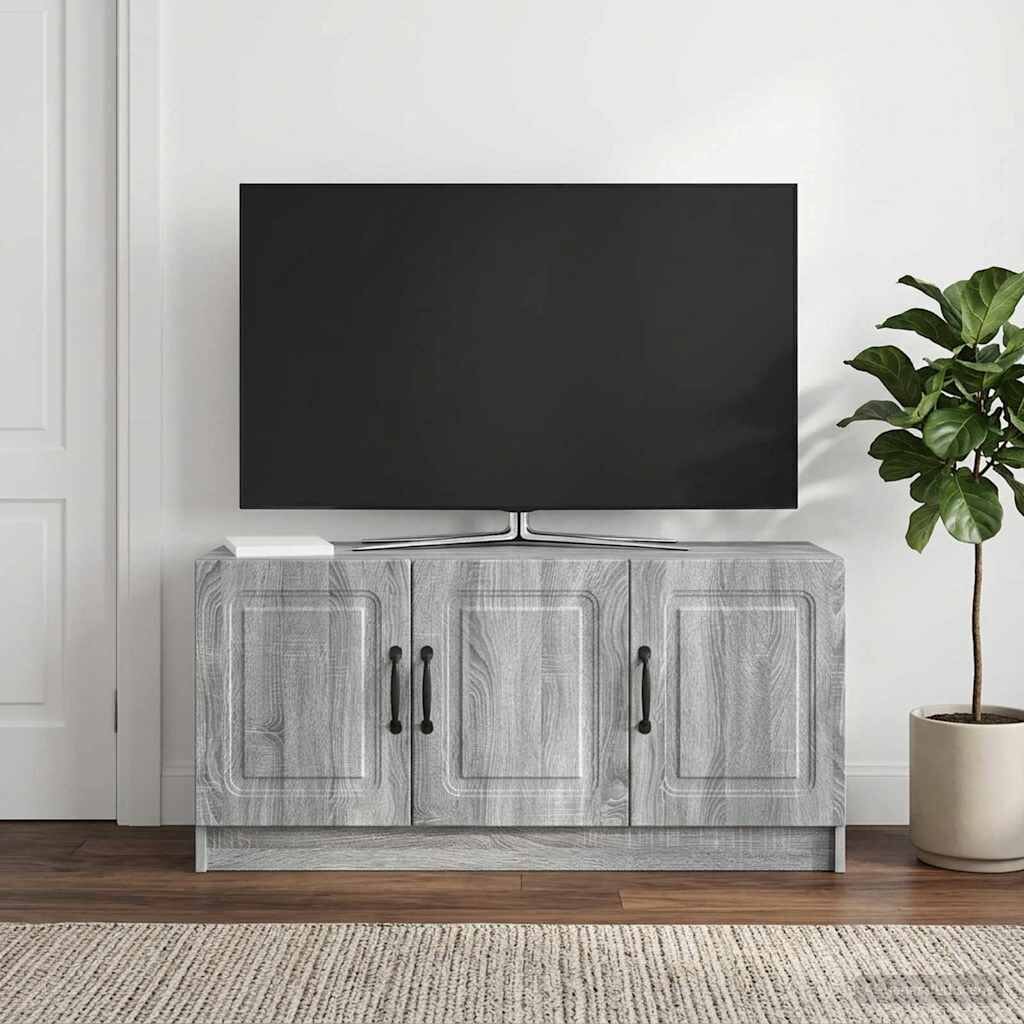 vidaXL ТВ шкаф Сива сонома 99 x 345 x 47 см Инженерна дървесина