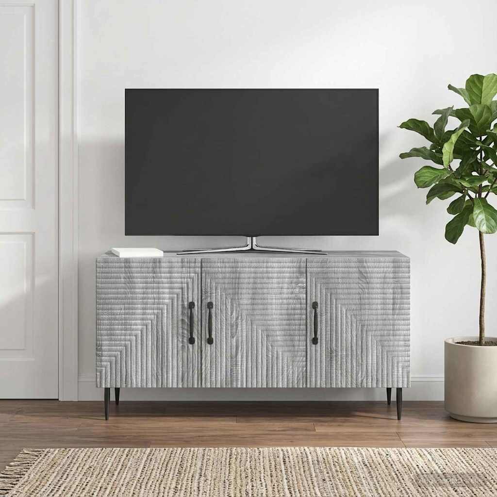 vidaXL ТВ шкаф Сива сонома 99 x 345 x 50 см Инженерна дървесина