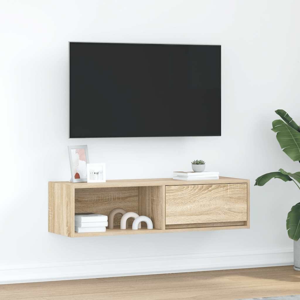 vidaXL ТВ шкаф сонома дъб 100x31x255 см инженерно дърво