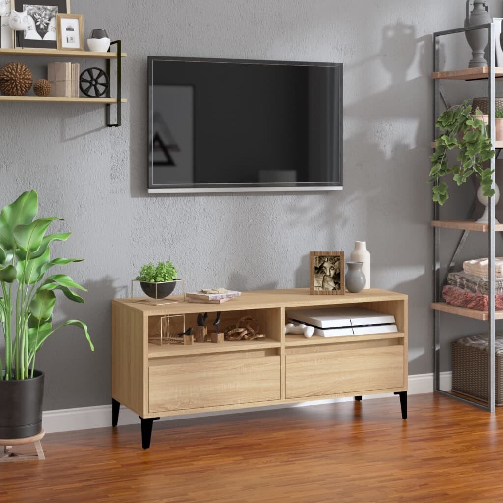 vidaXL ТВ шкаф сонома дъб 100x345x445 см инженерно дърво