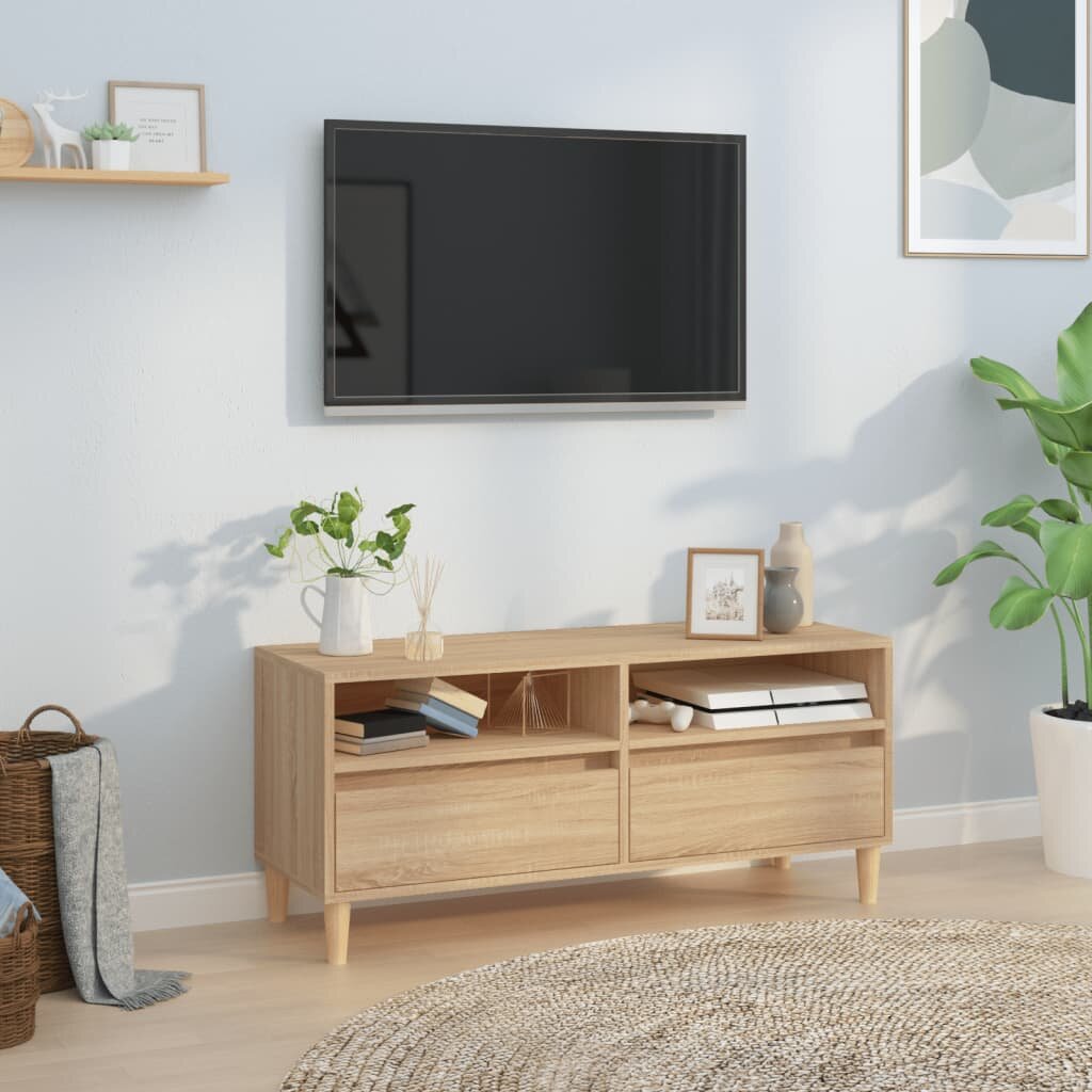 vidaXL ТВ шкаф сонома дъб 100x345x445 см инженерно дърво