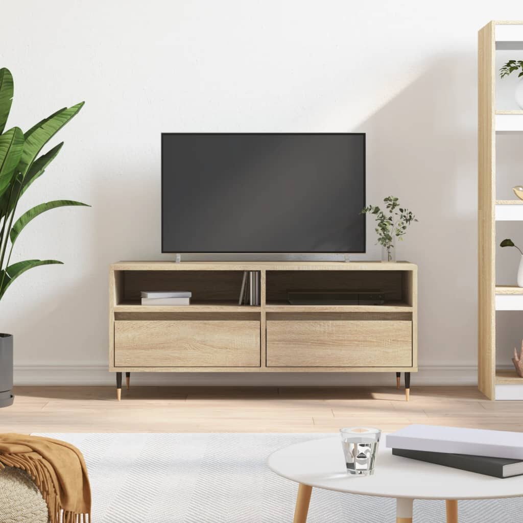 vidaXL ТВ шкаф сонома дъб 100x345x445 см инженерно дърво