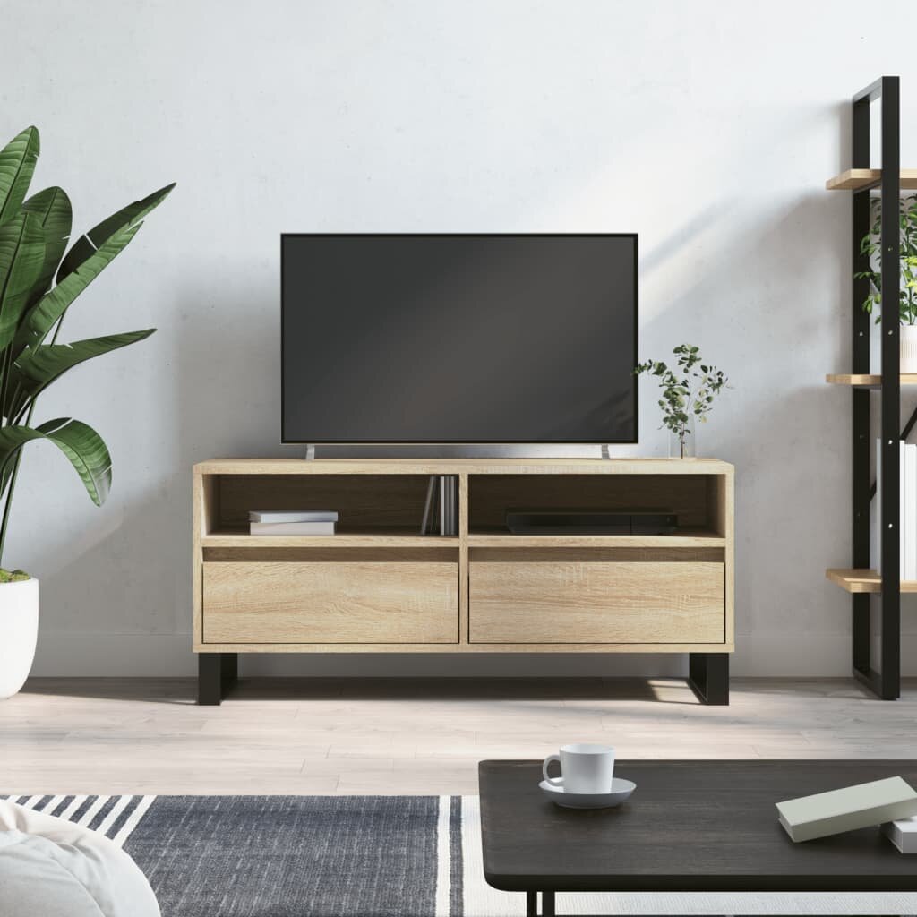 vidaXL ТВ шкаф сонома дъб 100x345x445 см инженерно дърво
