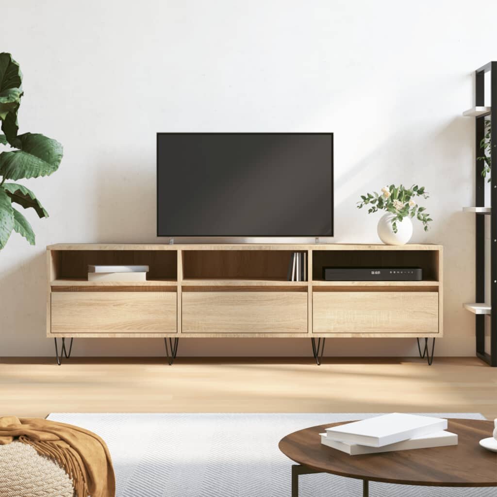 vidaXL ТВ шкаф сонома дъб 150x30x445 см инженерно дърво