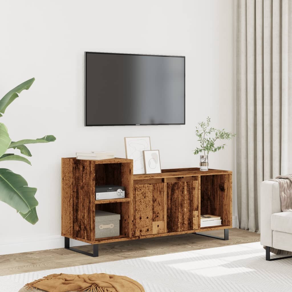vidaXL ТВ шкаф Старо дърво 100x35x55 cm Инженерна дървесина