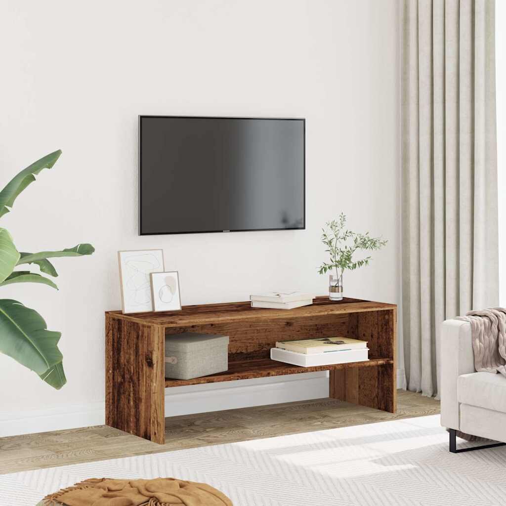 vidaXL ТВ шкаф старо дърво 100x40x40 см инженерно дърво