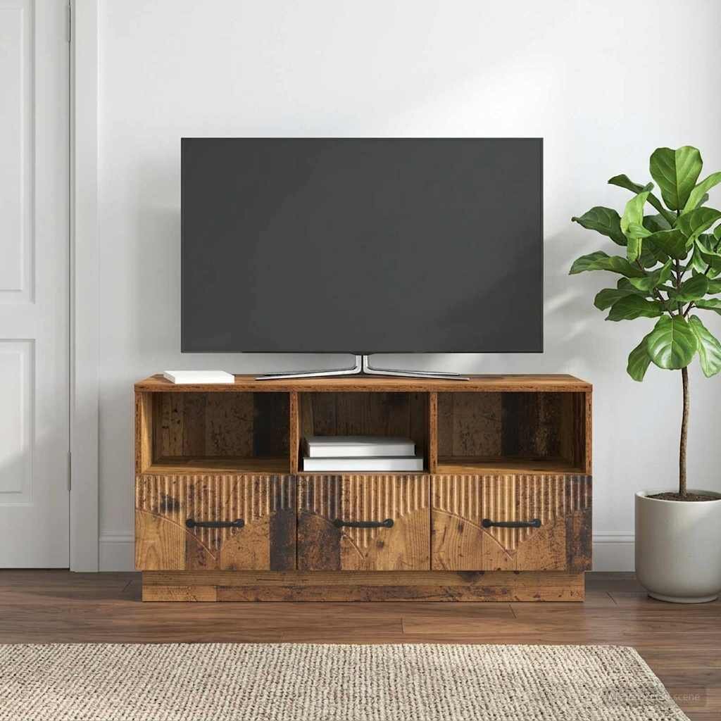 vidaXL ТВ шкаф Старо дърво 102 x 345 x 47 см Инженерна дървесина