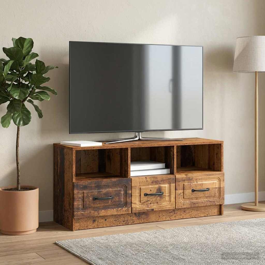 vidaXL ТВ шкаф Старо дърво 102 x 345 x 47 см Инженерна дървесина