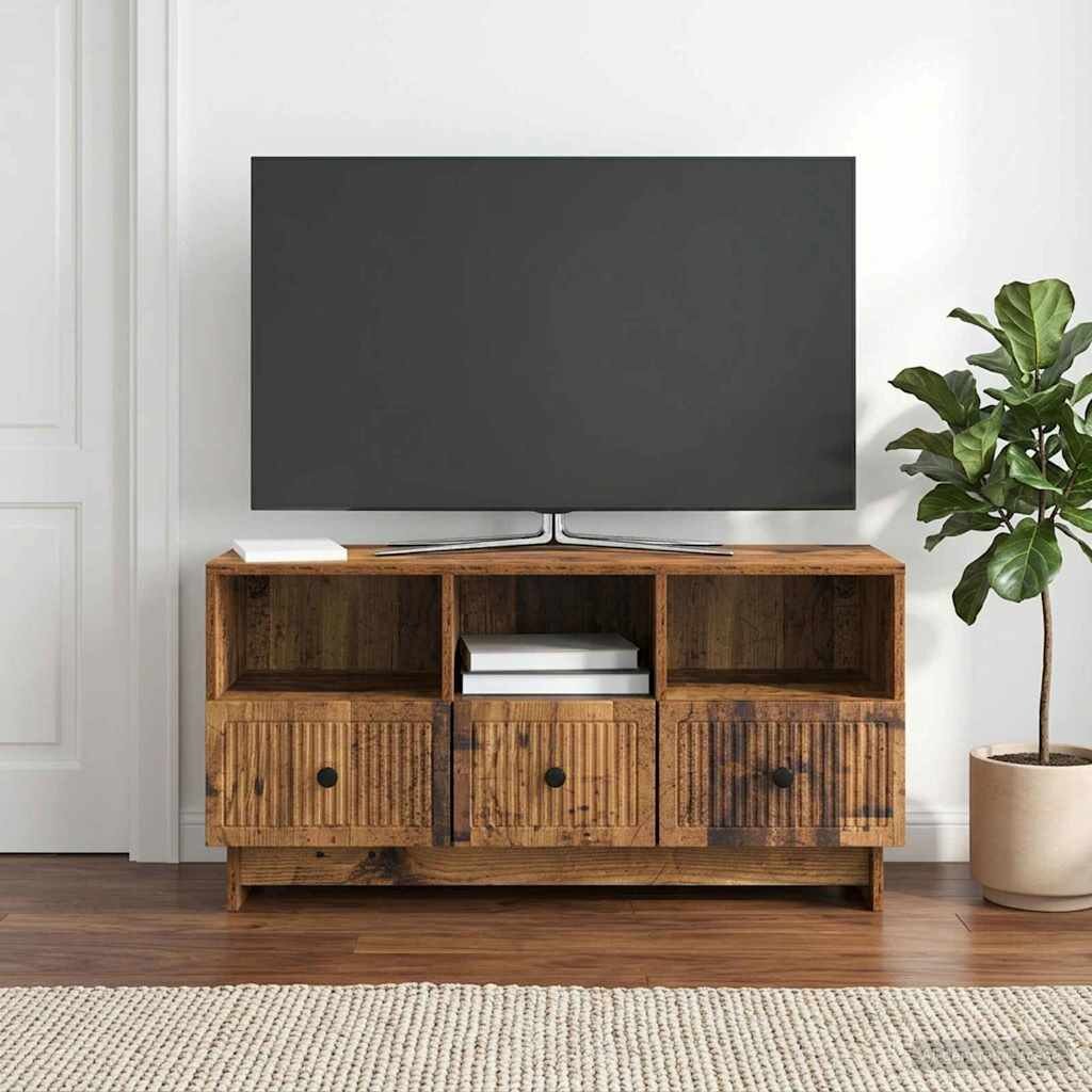vidaXL ТВ шкаф Старо дърво 102 x 345 x 50 см Инженерна дървесина