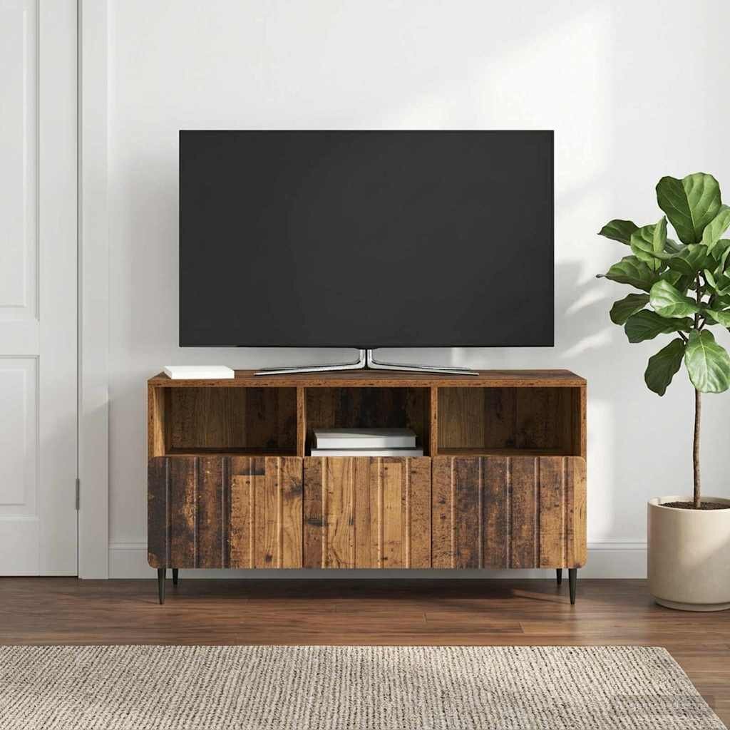 vidaXL ТВ шкаф Старо дърво 102 x 345 x 50 см Инженерна дървесина