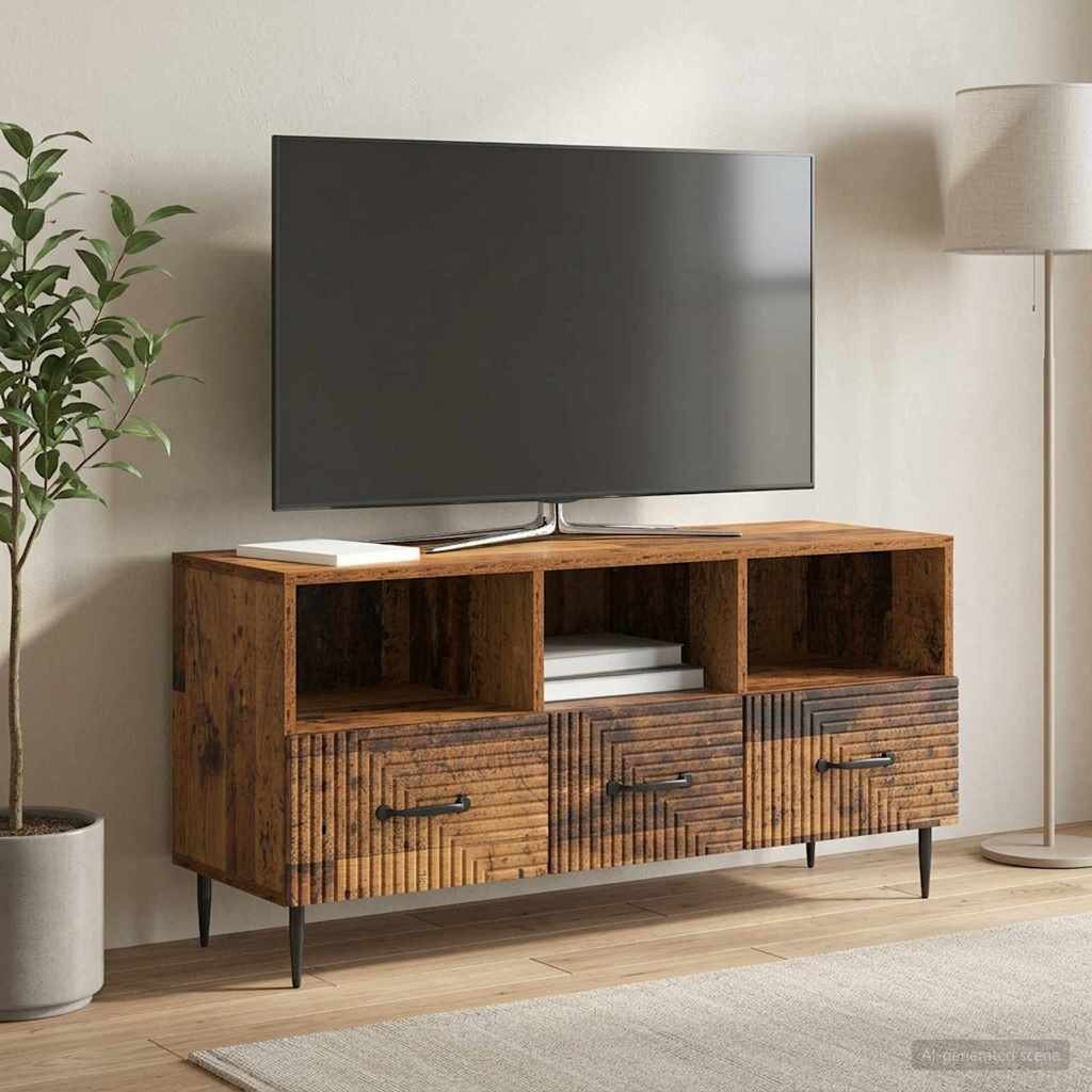vidaXL ТВ шкаф Старо дърво 102 x 345 x 50 см Инженерна дървесина
