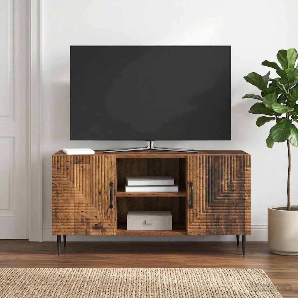 vidaXL ТВ шкаф Старо дърво 102 x 345 x 50 см Инженерна дървесина