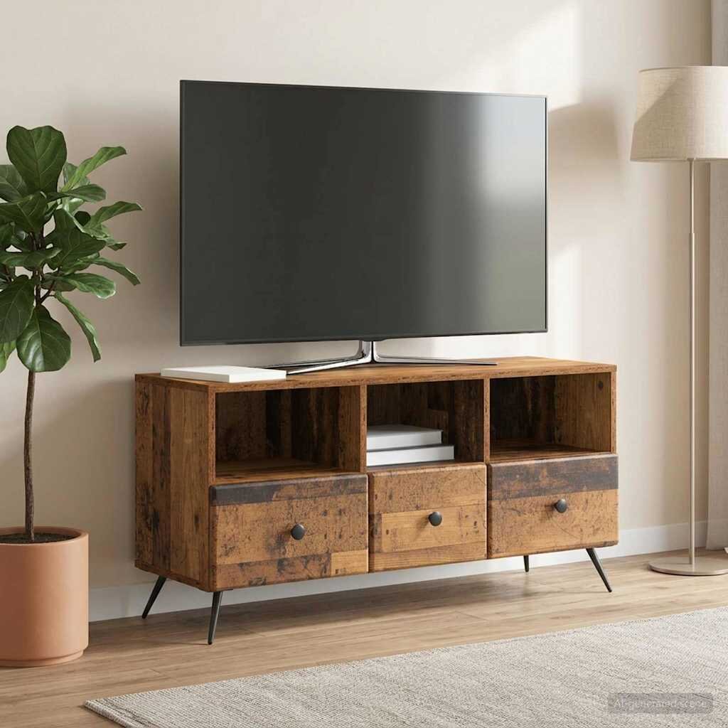 vidaXL ТВ шкаф Старо дърво 102 x 345 x 50 см Инженерна дървесина
