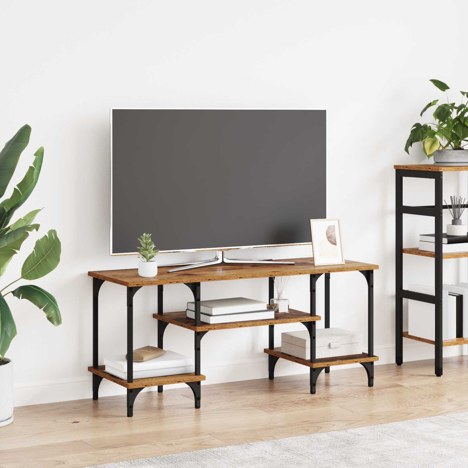 vidaXL ТВ шкаф Старо дърво 102 x 35 x 455 см