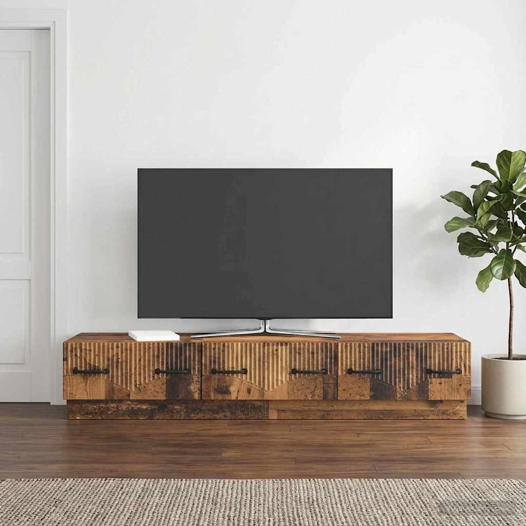 vidaXL ТВ шкаф Старо дърво 147 x 345 x 27 см Инженерна дървесина
