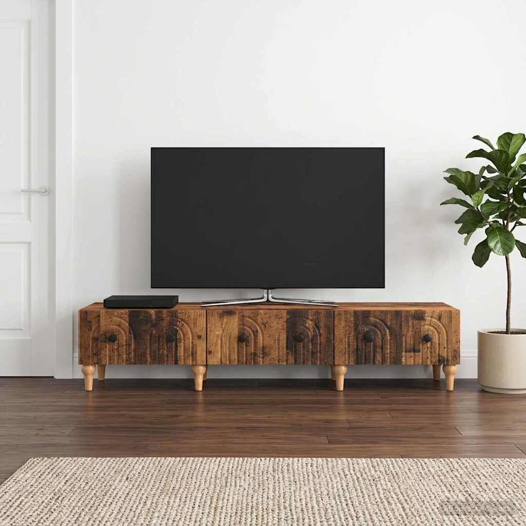 vidaXL ТВ шкаф Старо дърво 147 x 345 x 30 см Инженерна дървесина
