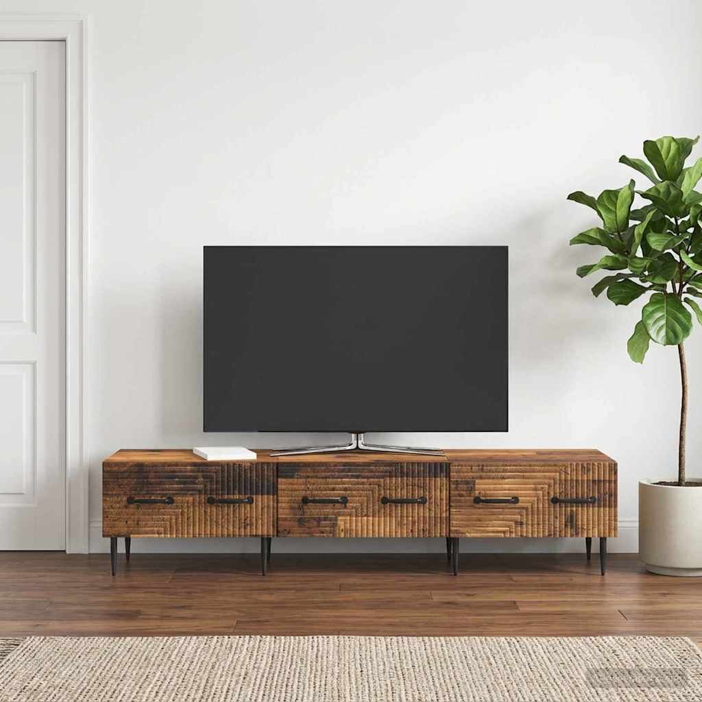 vidaXL ТВ шкаф Старо дърво 147 x 345 x 30 см Инженерна дървесина