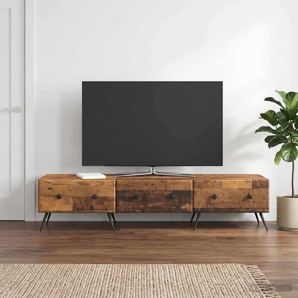 vidaXL ТВ шкаф Старо дърво 147 x 345 x 30 см Инженерна дървесина