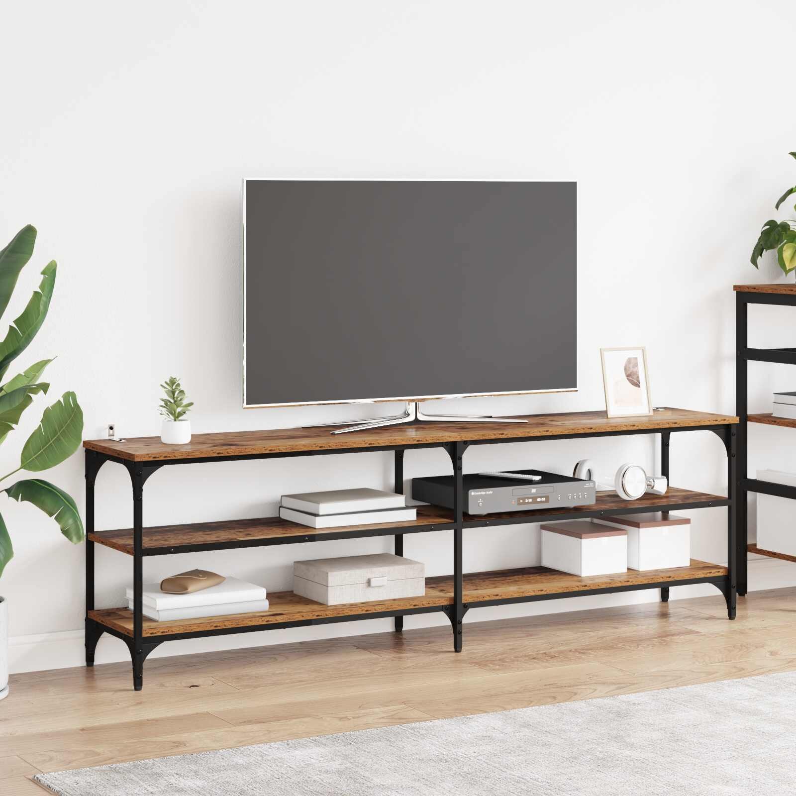 vidaXL ТВ шкаф Старо дърво 160 x 30 x 50 см