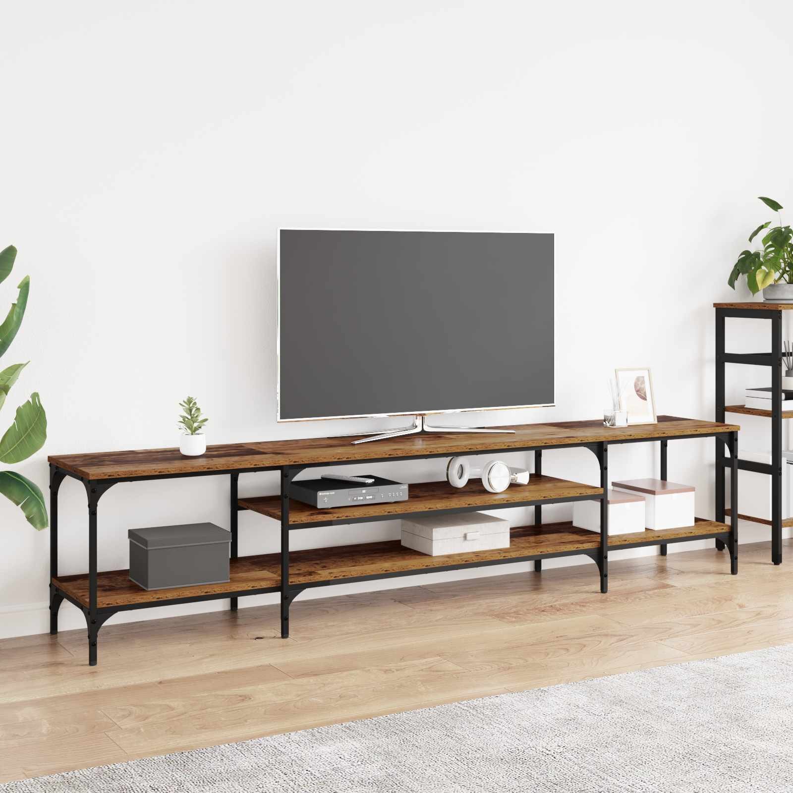 vidaXL ТВ шкаф Старо дърво 201 x 35 x 45 см