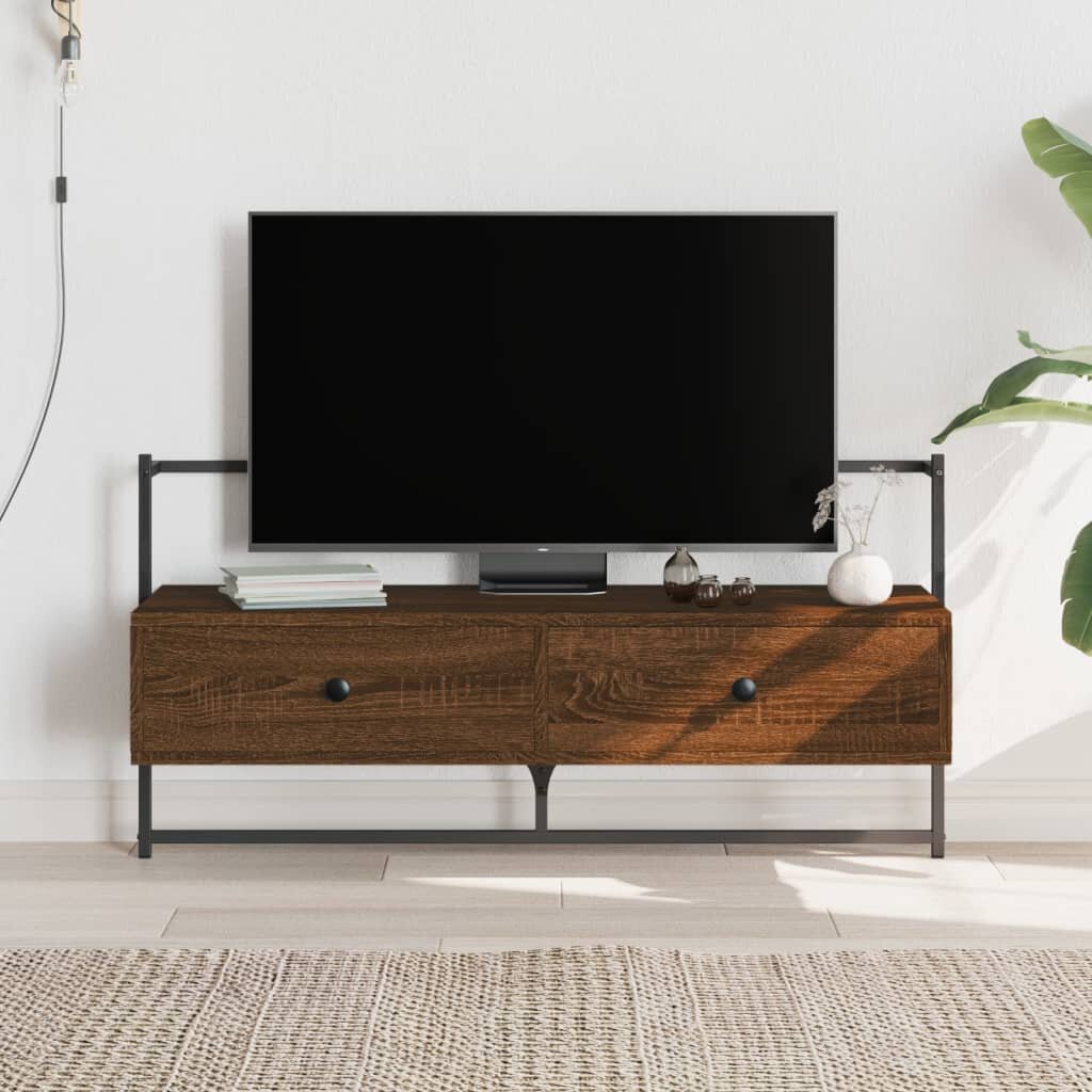 vidaXL ТВ шкаф стенен монтаж кафяв дъб 1005x30x51 см инженерно дърво