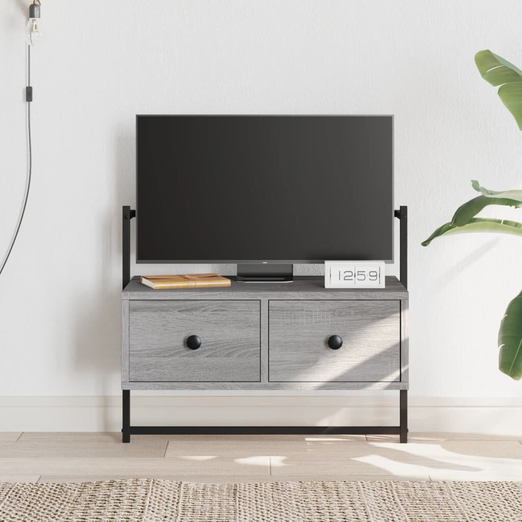 vidaXL ТВ шкаф стенен монтаж сив сонома 605x30x51 см инженерно дърво