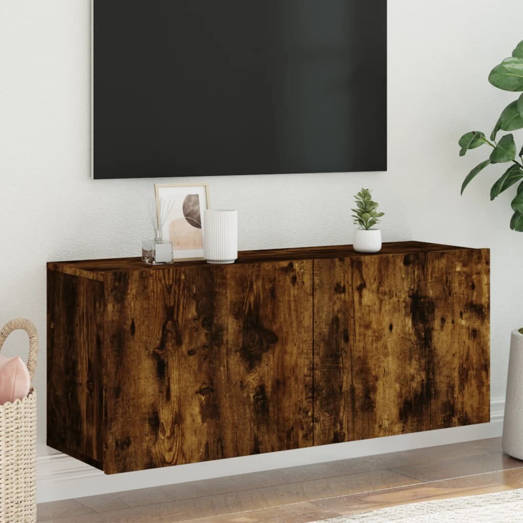 vidaXL ТВ шкаф стенен опушен дъб 100x30x41 см