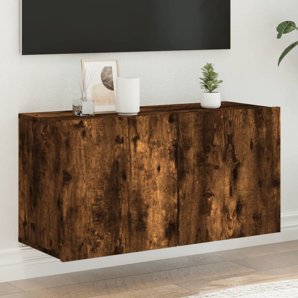 vidaXL ТВ шкаф стенен опушен дъб 80x30x41 см
