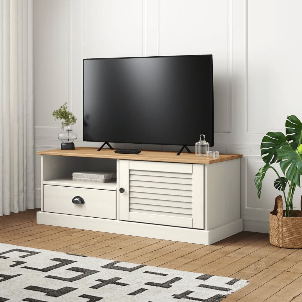 vidaXL ТВ шкаф "VIGO" бял 106x40x40 см бор масив