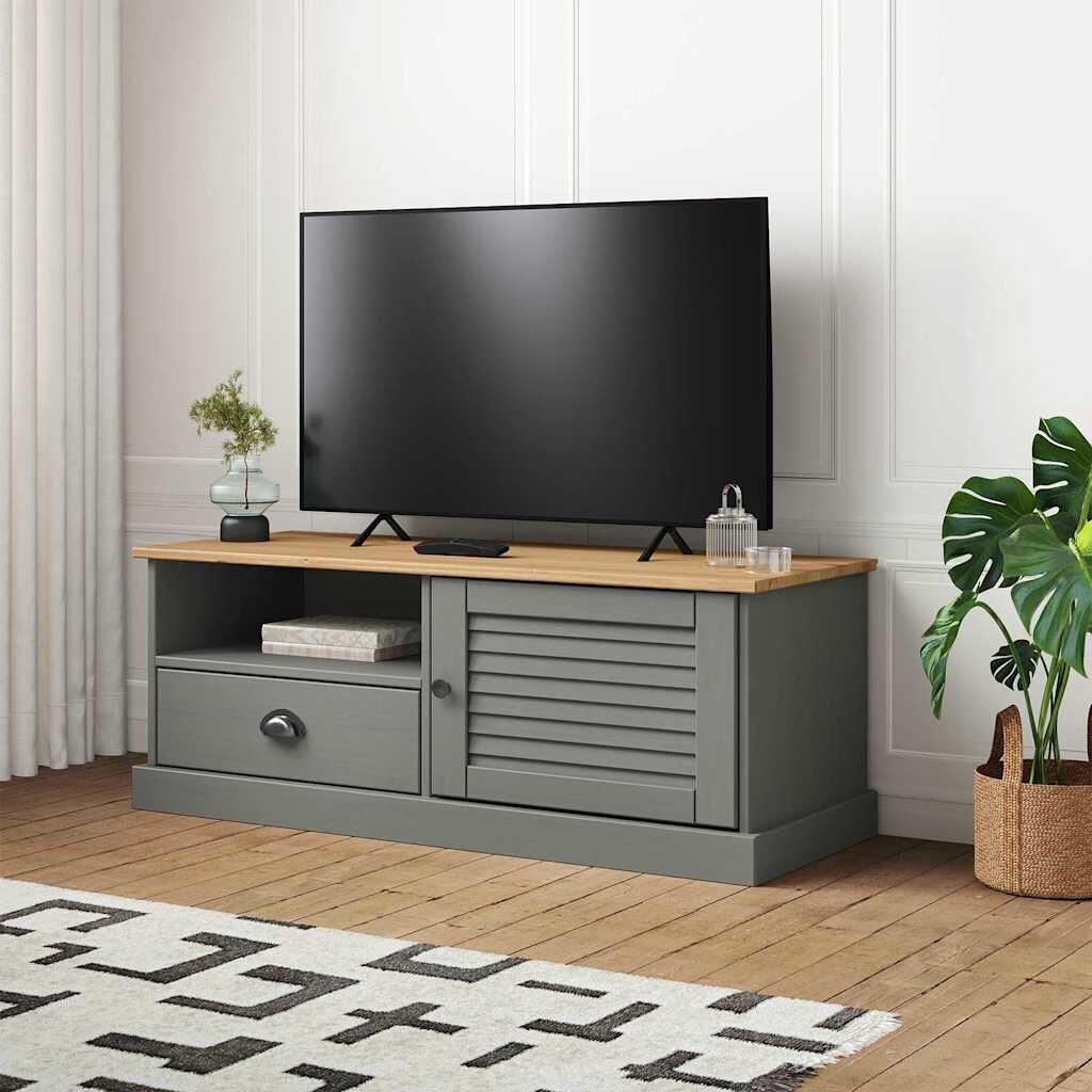 vidaXL ТВ шкаф "VIGO" сив 106x40x40 см бор масив