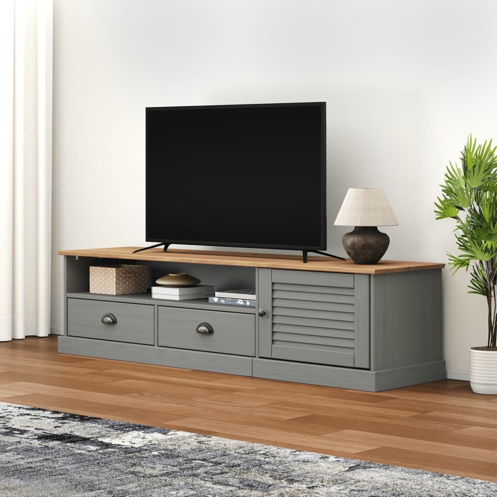 vidaXL ТВ шкаф "VIGO" сив 156x40x40 см бор масив
