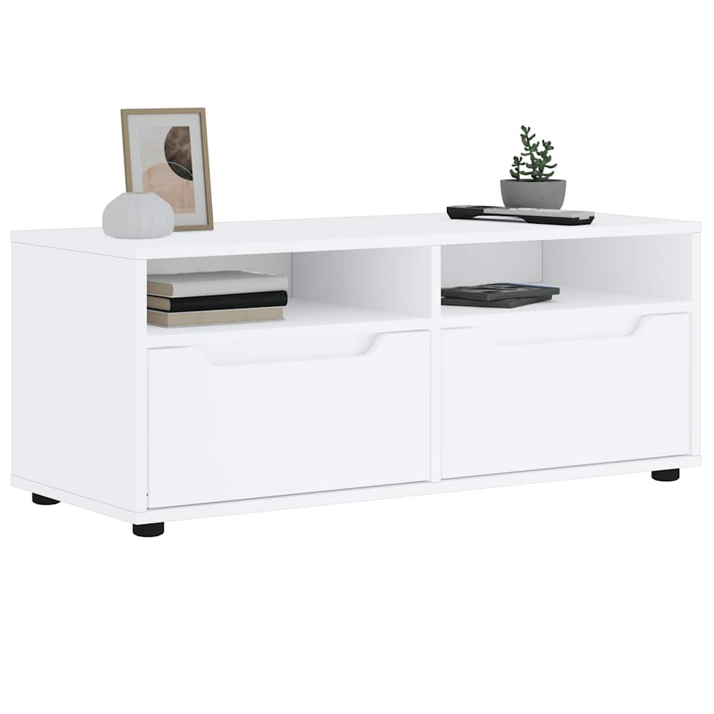 vidaXL ТВ шкаф VISNES бял 100x40x38 см инженерно дърво