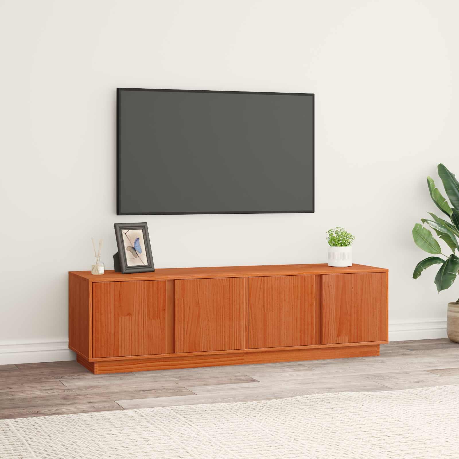 vidaXL ТВ шкаф Восъчен Кафяв 140 x 40 x 40 см Масивна боровина