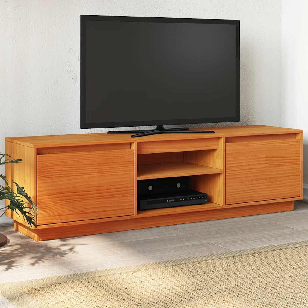 vidaXL ТВ шкаф восъчнокафяв 140x35x40 см бор масив