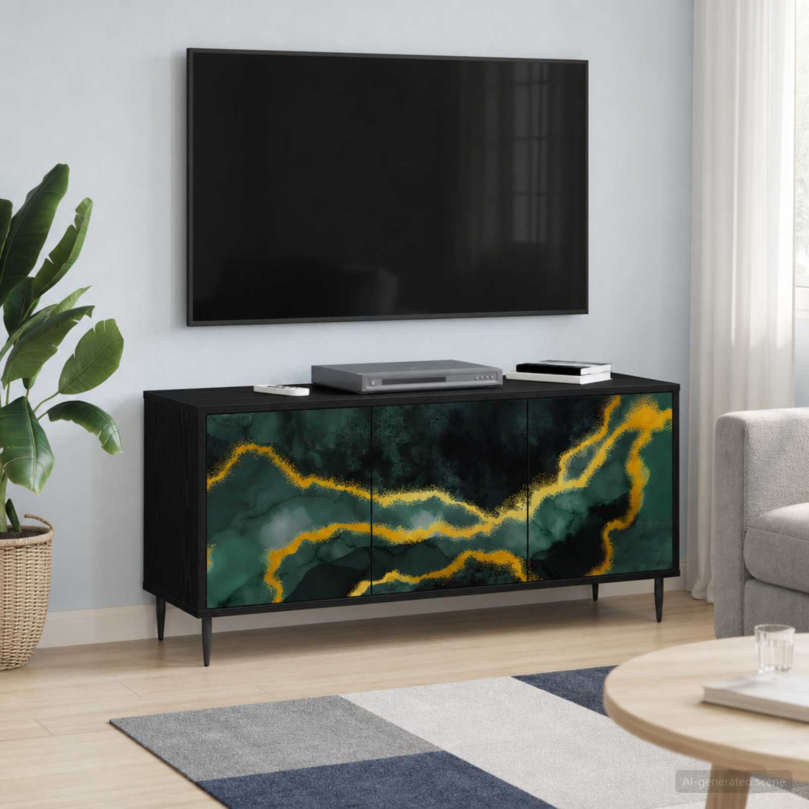 vidaXL ТВ шкаф WIJHE 102 x 33 x 51 см Черен дъб Инженерна дървесина