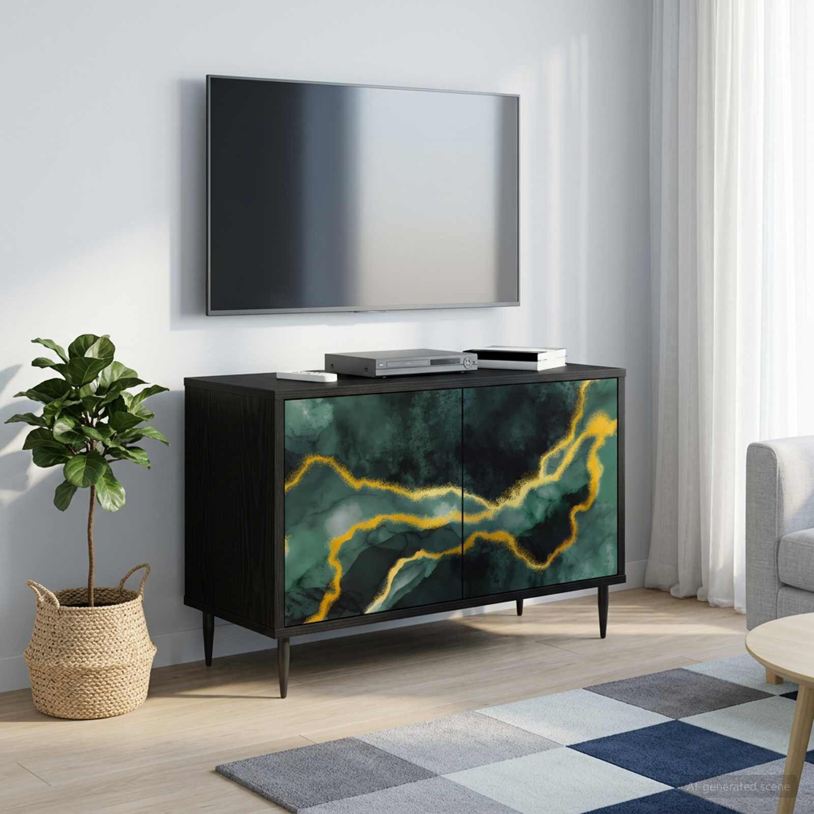 vidaXL ТВ шкаф WIJHE 69 x 33 x 505 см Черен дъб Инженерна дървесина