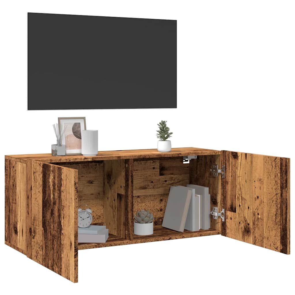 vidaXL ТВ шкаф за стена от старо дърво 100x30x41 cm