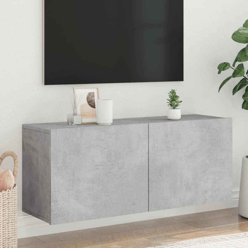 vidaXL ТВ шкаф за стенен монтаж бетонно сив 100x30x41 см