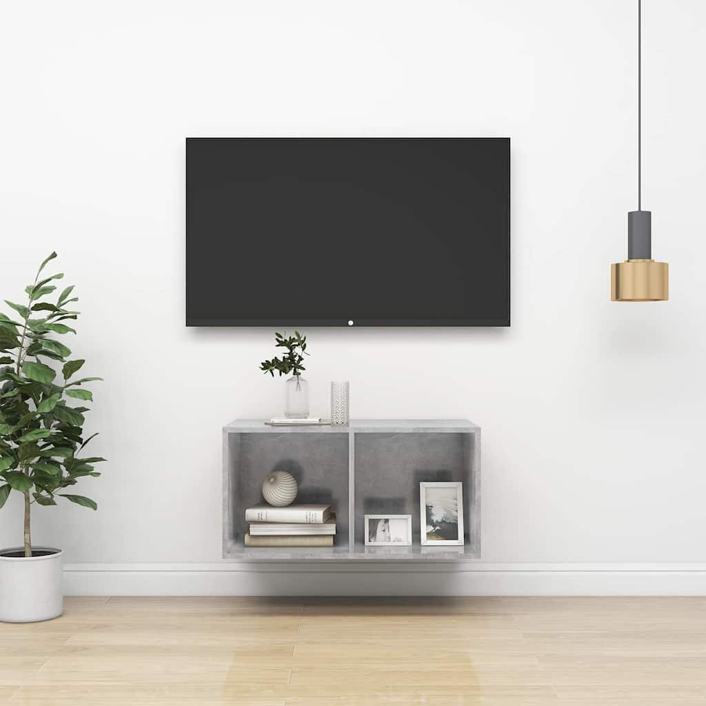vidaXL ТВ шкаф за стенен монтаж бетонно сив 37x37x72 см