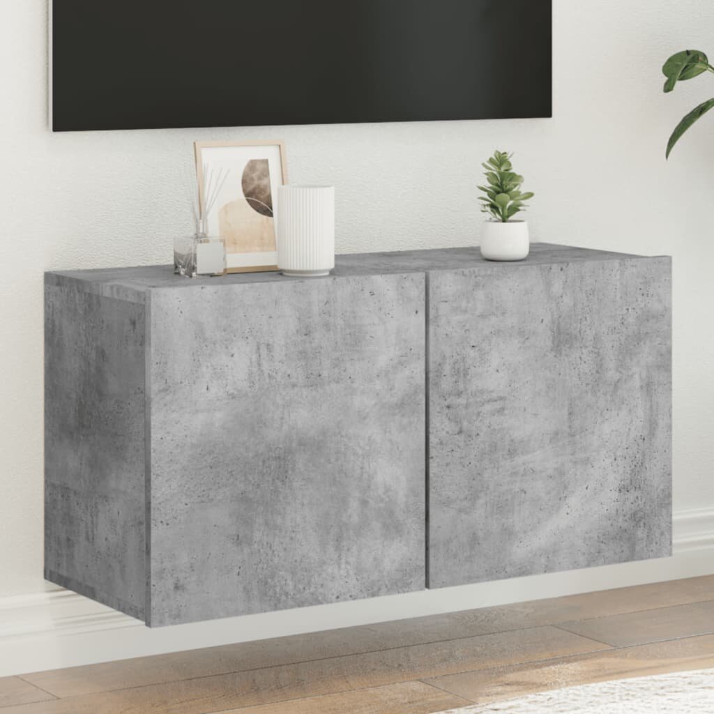 vidaXL ТВ шкаф за стенен монтаж бетонно сив 80x30x41 см