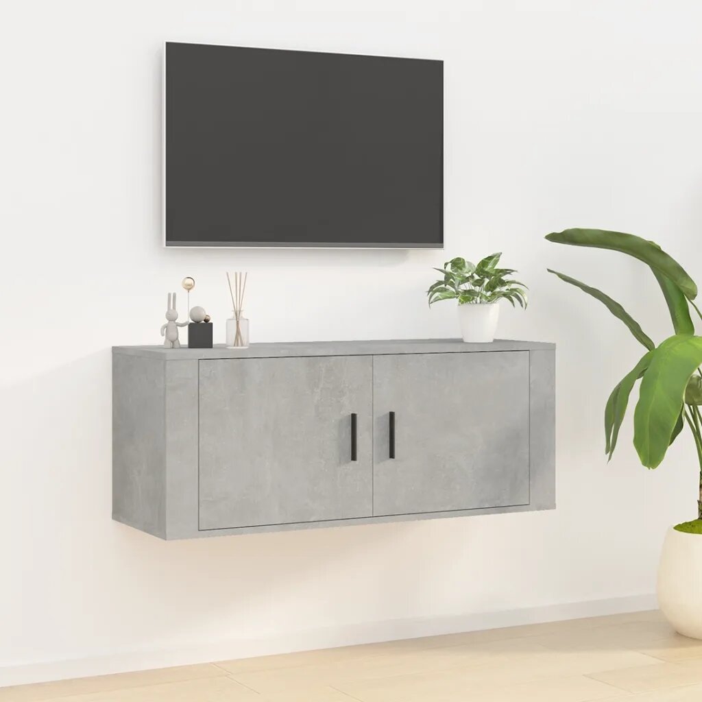 vidaXL ТВ шкаф за стенен монтаж бетонно сиво 100x345x40 см