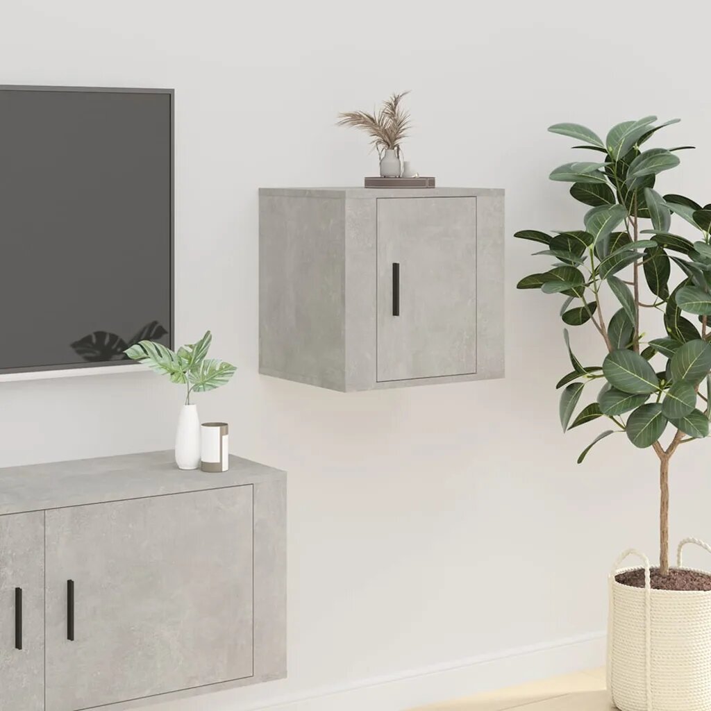 vidaXL ТВ шкаф за стенен монтаж бетонно сиво 40x345x40 см