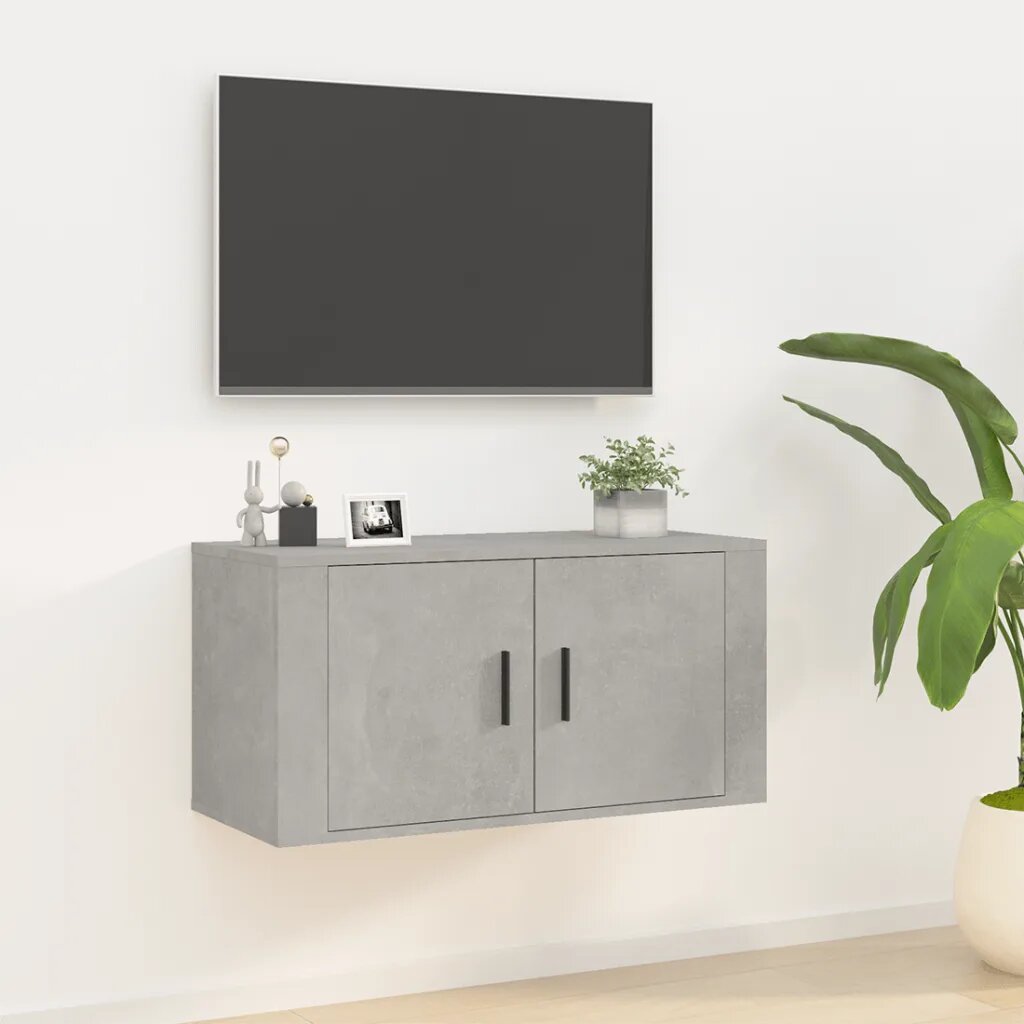 vidaXL ТВ шкаф за стенен монтаж бетонно сиво 80x345x40 см