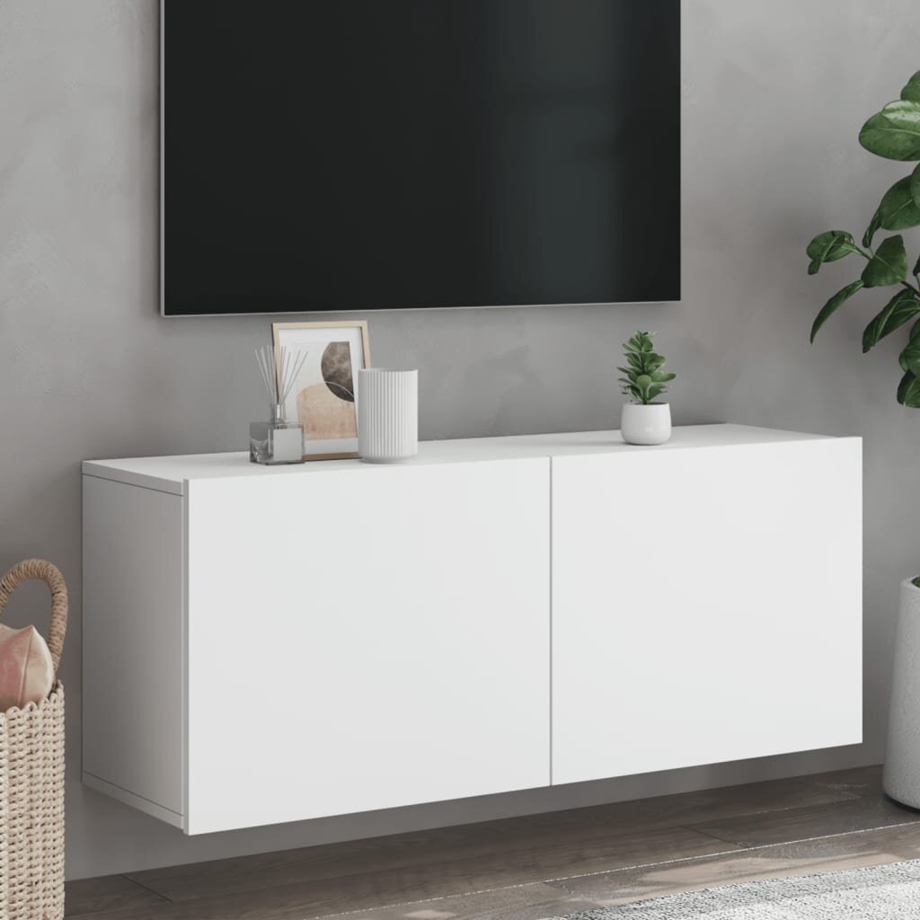 vidaXL ТВ шкаф за стенен монтаж бял 100x30x41 см