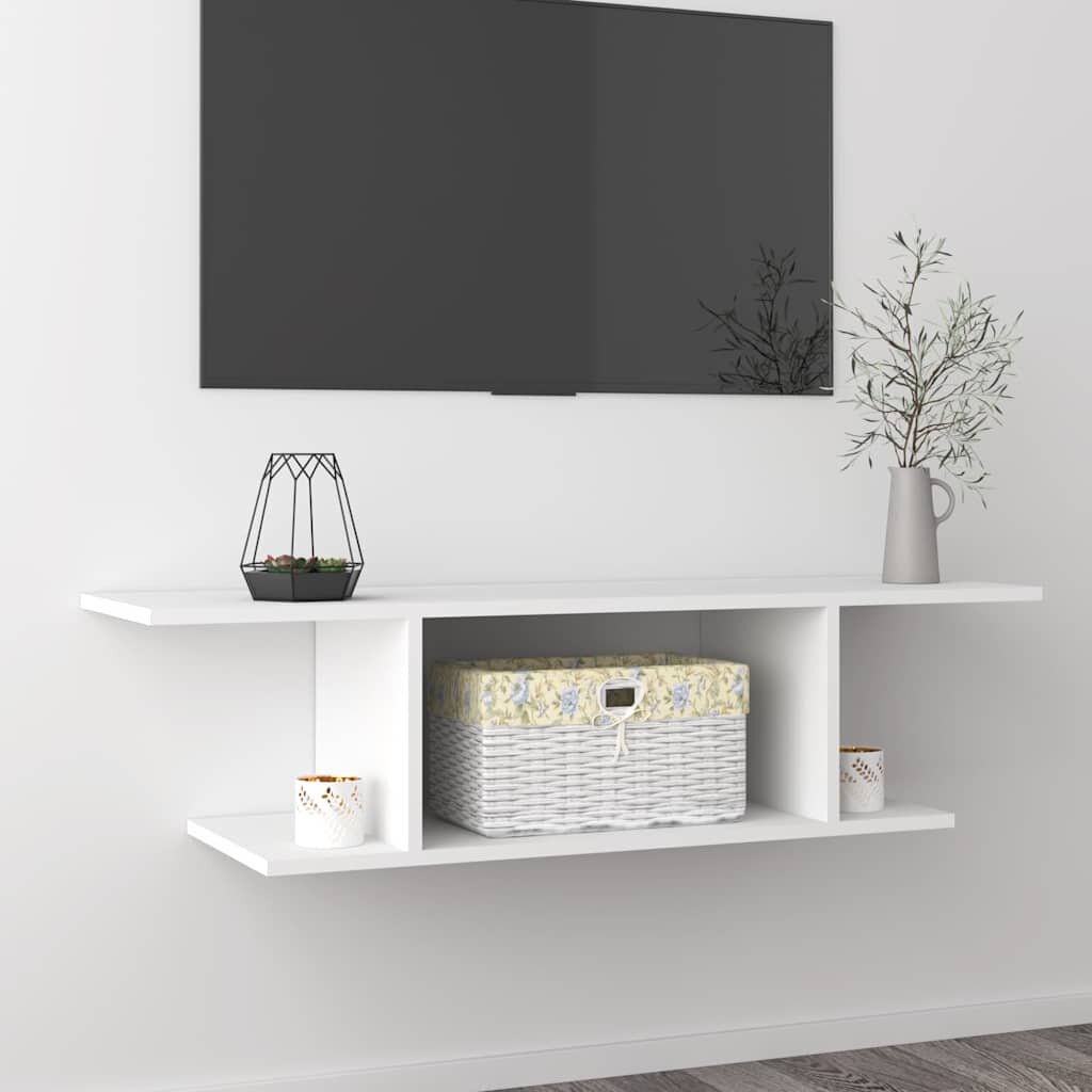 vidaXL ТВ шкаф за стенен монтаж бял 103x30x265 см